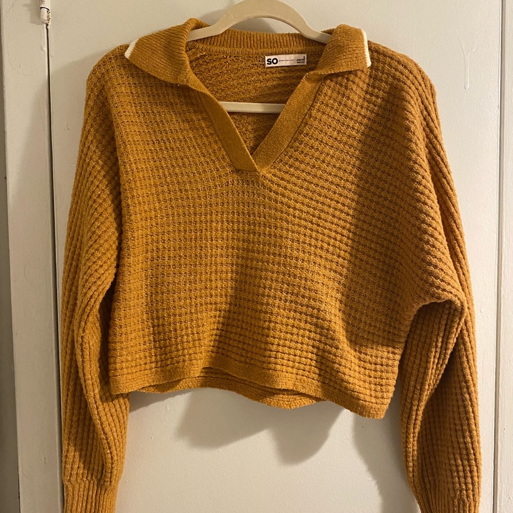 Khols SO Cozy Mustard Sweater Cropped